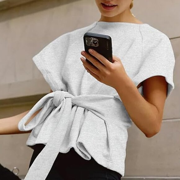 Tie-Front Sweatshirt Tee - Picture 3 of 8